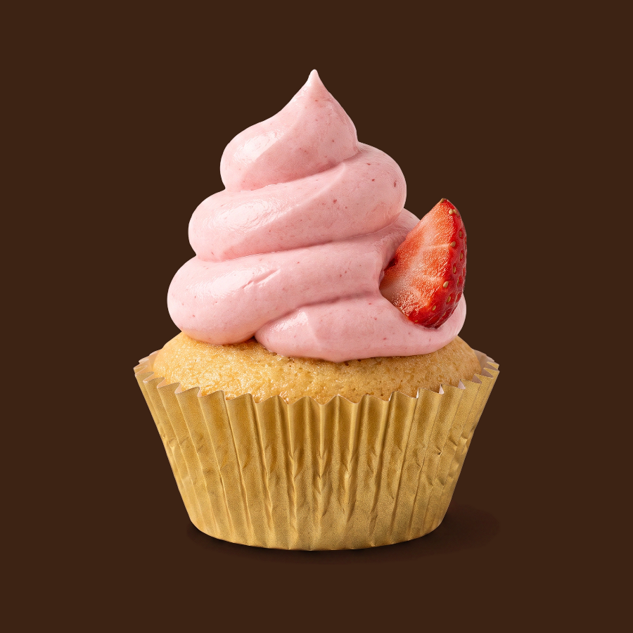 French Vanilla cupcake with Strawberry Frosting